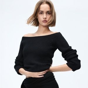 Ripped Knit Off The Shoulder Sweater